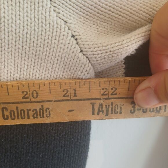 John Galt Navy Blue & Off White Striped Crew Neck 100% Cotton Sweater O/S - Picture 11 of 11